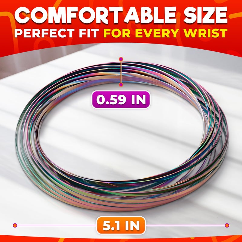 DIMROM Kinetic Flow Ring Spinner Ring Arm Toy 5.1" - Rugged, Corrosion Resistant Stainless Steel Geometric Sensory Spring Toy, Changing Colors, Compact Size - Comfortable Fit Magic Flow Bracelet for Calming - Image 2